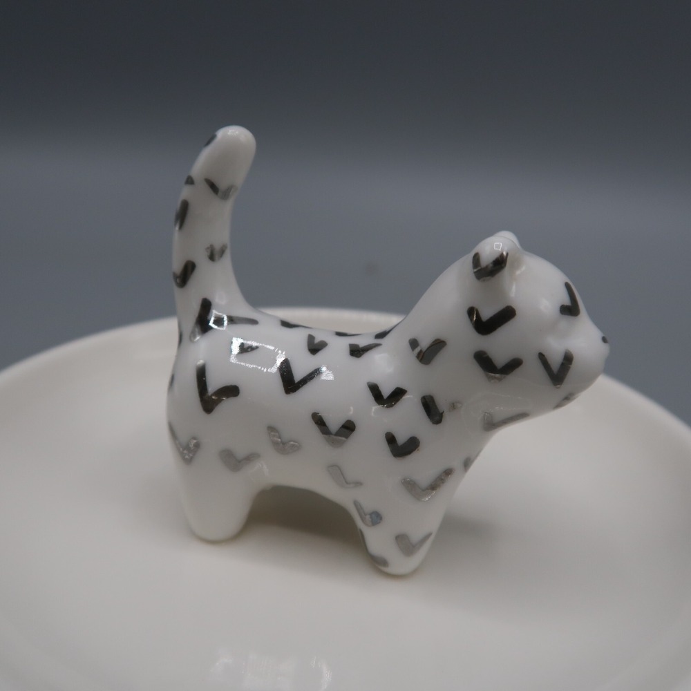 White Cat Themed Ring Holder Trinket Tray Chic Jewelry Organizer Lauren Conrad - Picture 2 of 5